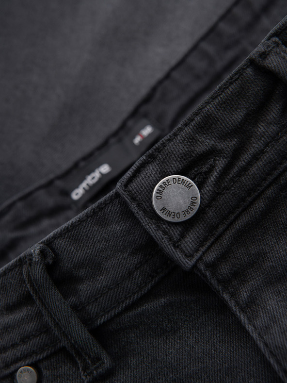 Ombre Clothing Moške jeans kratke hlače klasičnega kroja - črne