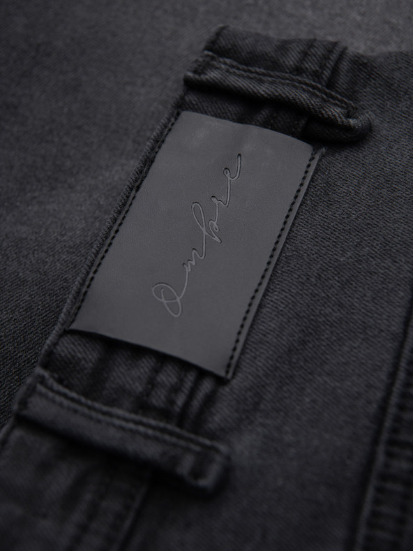 Ombre Clothing Moške jeans kratke hlače klasičnega kroja - črne