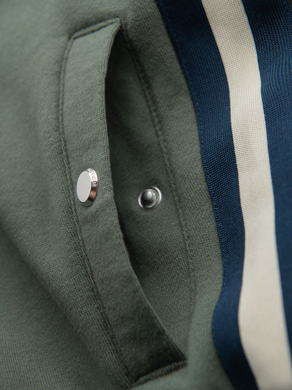 Ombre Clothing Moške trenirka kratke hlače z obrobjem in rebrastim pasom - olivne