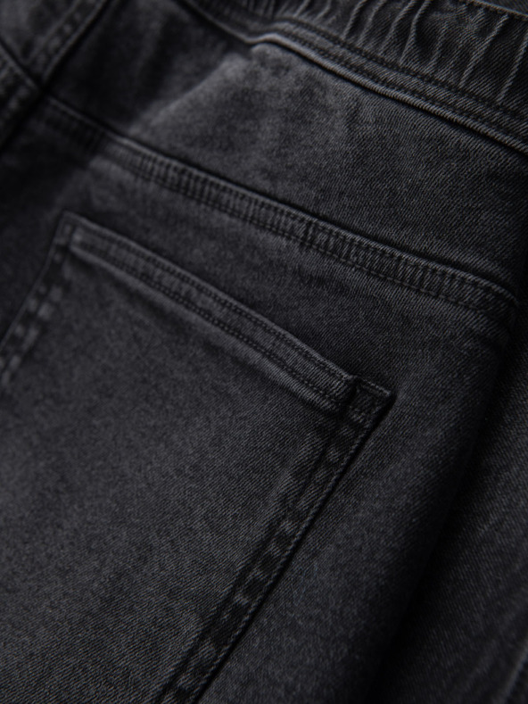 Ombre Clothing Moške kratke hlače z elastičnim pasom in opranim učinkom - črne