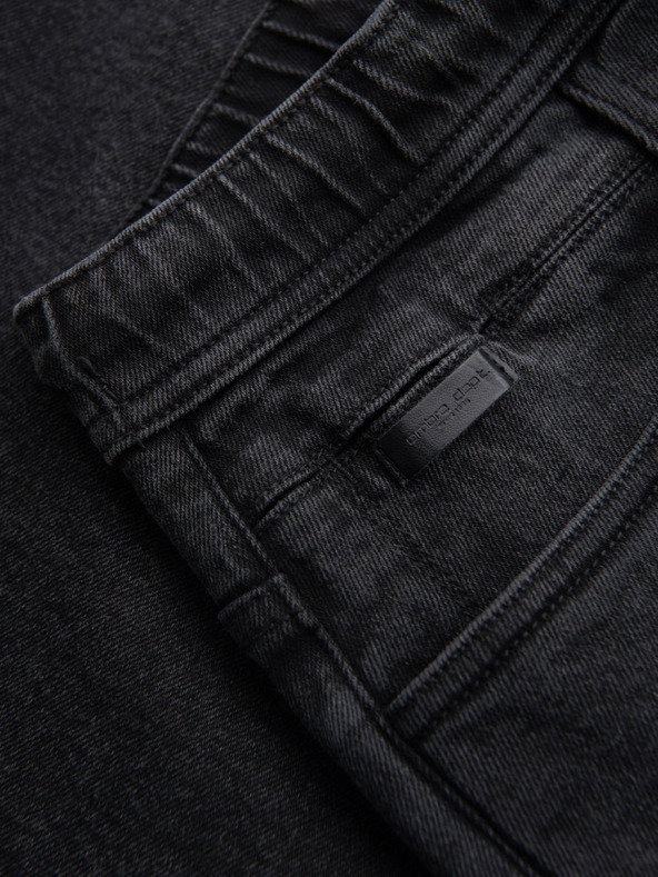 Ombre Clothing Moške kratke hlače z elastičnim pasom in opranim učinkom - črne