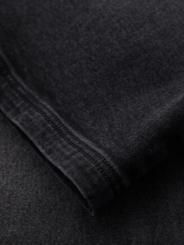 Ombre Clothing Moške kratke hlače z elastičnim pasom in opranim učinkom - črne