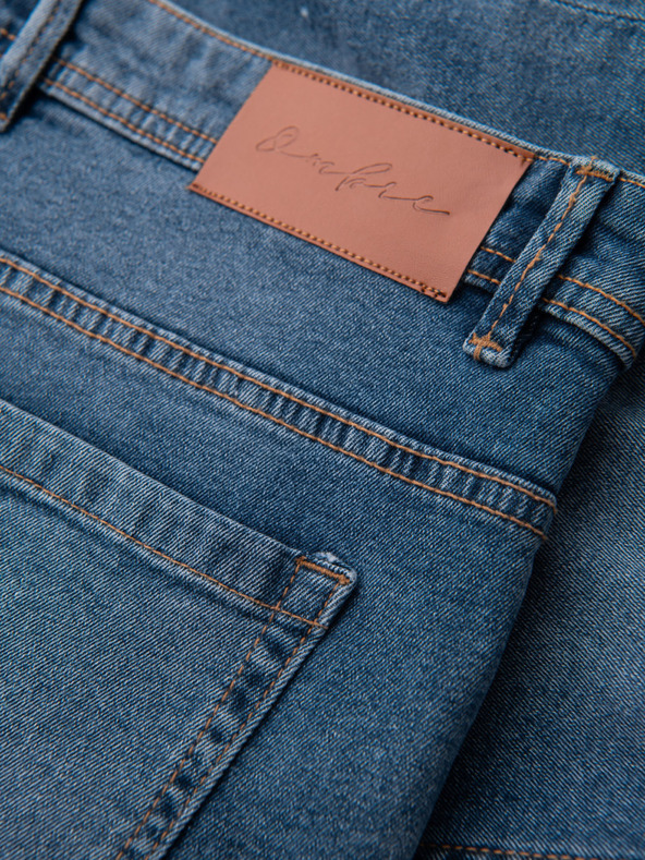 Ombre Clothing Moške kratke jeans kratke hlače z raztrganimi hlačnicami - modre