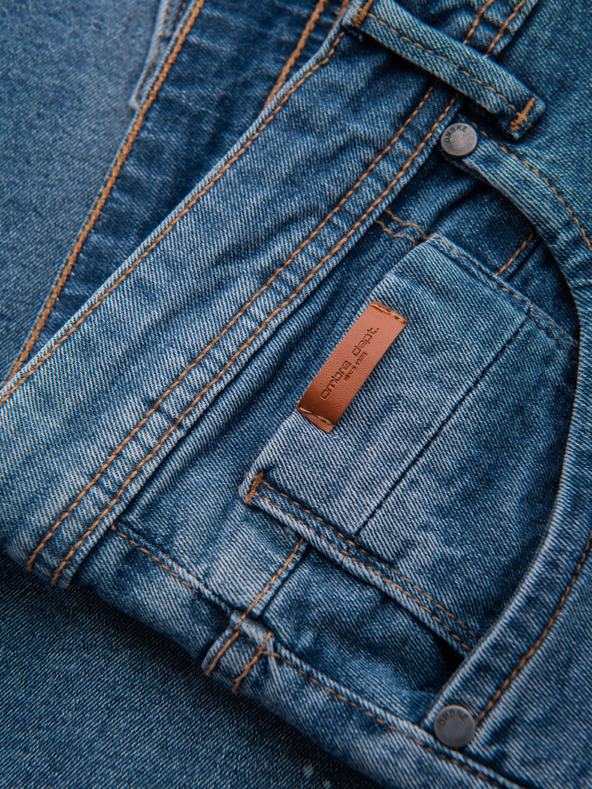 Ombre Clothing Moške kratke jeans kratke hlače z raztrganimi hlačnicami - modre