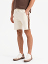 Ombre Clothing Moške trenirka kratke hlače z obrobjem in rebrastim pasom - kremne