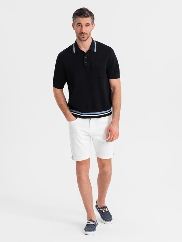 Ombre Clothing Moške jeans kratke hlače z zavihano hlačnico - bele