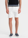 Ombre Clothing Moške jeans kratke hlače z zavihano hlačnico - bele
