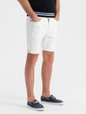 Ombre Clothing Moške jeans kratke hlače z zavihano hlačnico - bele
