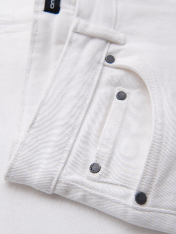 Ombre Clothing Moške jeans kratke hlače z zavihano hlačnico - bele