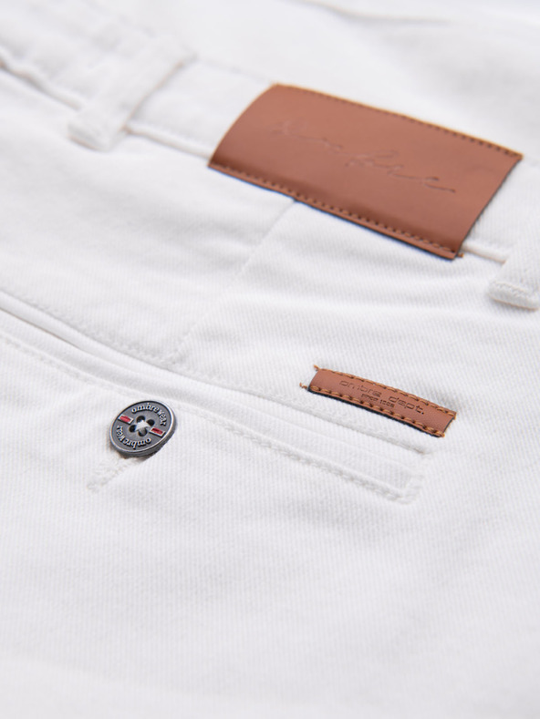 Ombre Clothing Moške jeans kratke hlače z zavihano hlačnico - bele