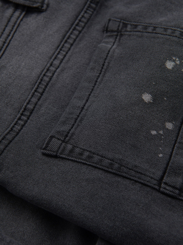 Ombre Clothing Moške kratke jeans kratke hlače z raztrganinami in zavihano hlačnico - sive