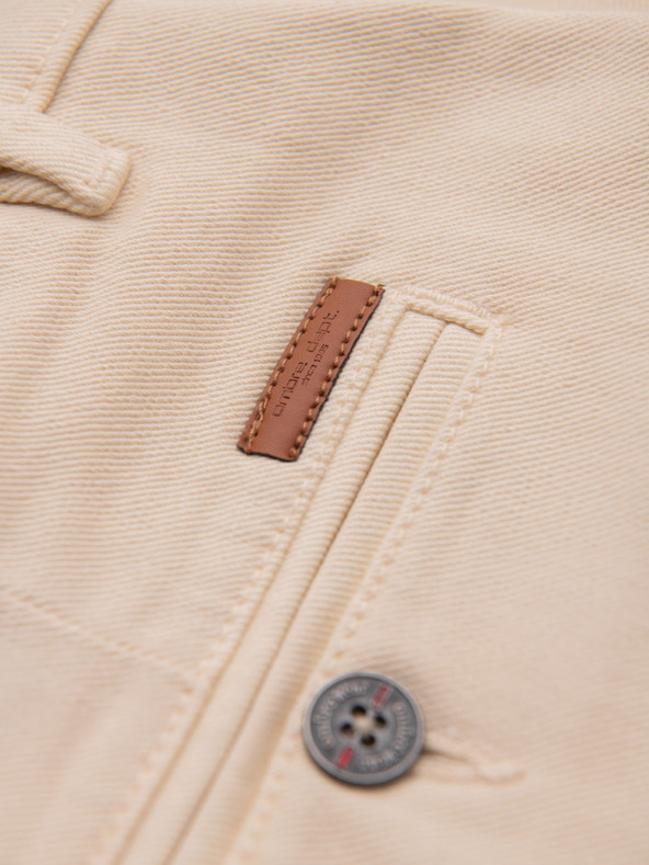 Ombre Clothing Moške jeans kratke hlače z zavihano hlačnico - kremne