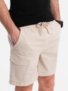Ombre Clothing Moške ohlapne kratke hlače z cargo žepi - kremne