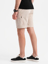 Ombre Clothing Moške ohlapne kratke hlače z cargo žepi - kremne