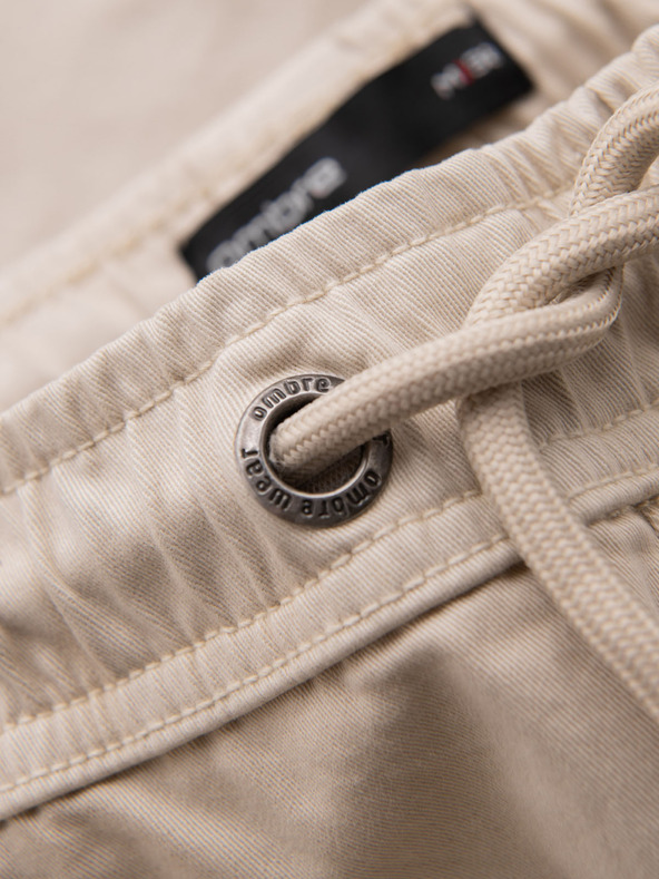 Ombre Clothing Moške ohlapne kratke hlače z cargo žepi - kremne