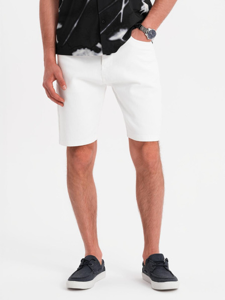 Ombre Clothing Moške kavbojske kratke hlače klasičnega kroja - bele