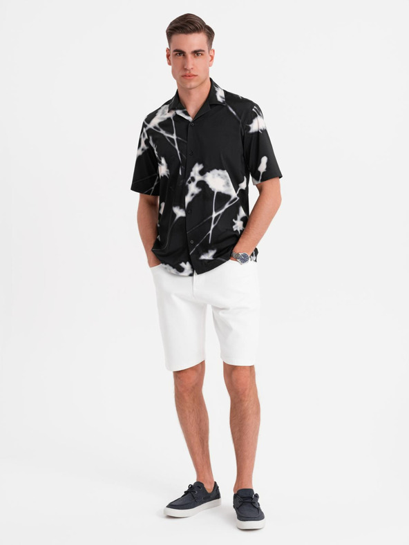 Ombre Clothing Moške kavbojske kratke hlače klasičnega kroja - bele