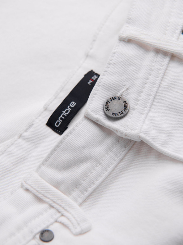 Ombre Clothing Moške kavbojske kratke hlače klasičnega kroja - bele