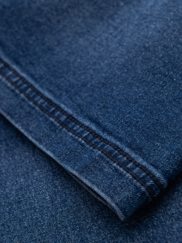 Ombre Clothing Moške kratke hlače z elastičnim pasom in opranim učinkom - modre