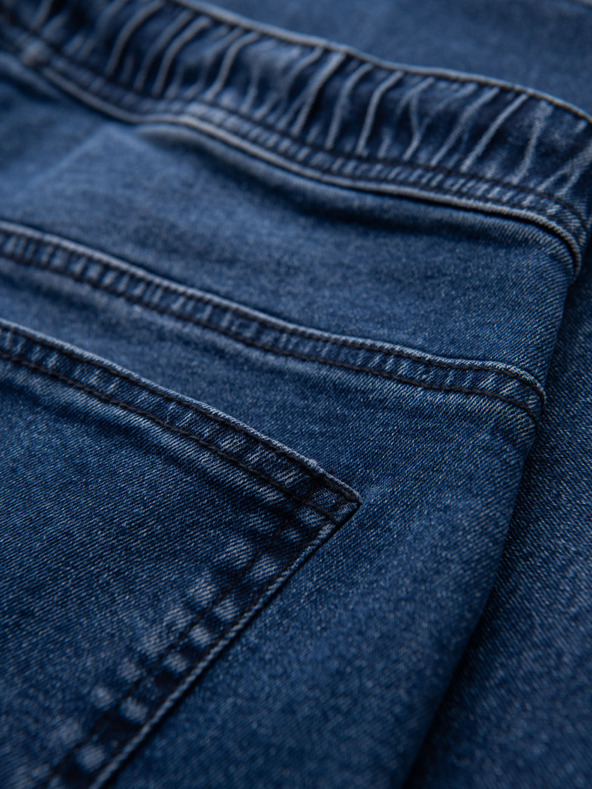 Ombre Clothing Moške kratke hlače z elastičnim pasom in opranim učinkom - modre