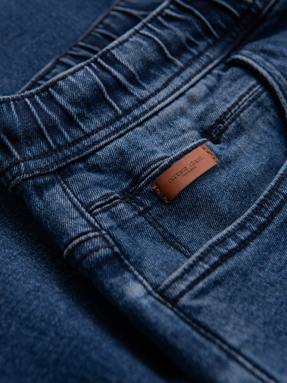 Ombre Clothing Moške kratke hlače z elastičnim pasom in opranim učinkom - modre