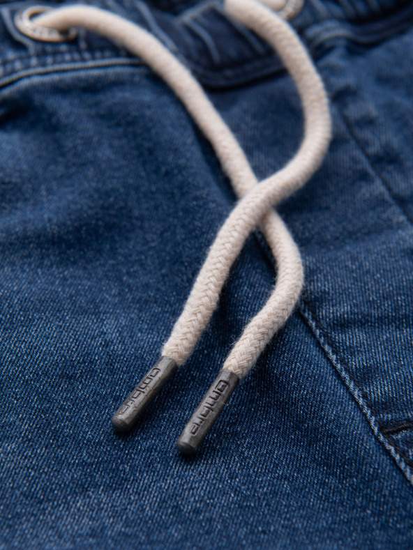 Ombre Clothing Moške kratke hlače z elastičnim pasom in opranim učinkom - modre