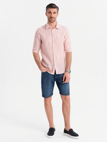Ombre Clothing Moške kavbojske kratke hlače klasičnega kroja - temno modre