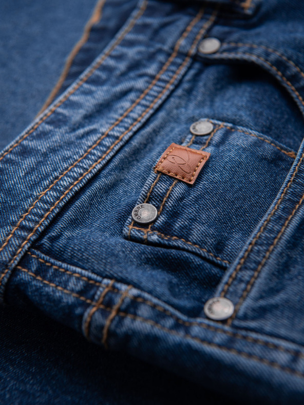 Ombre Clothing Moške kavbojske kratke hlače klasičnega kroja - temno modre