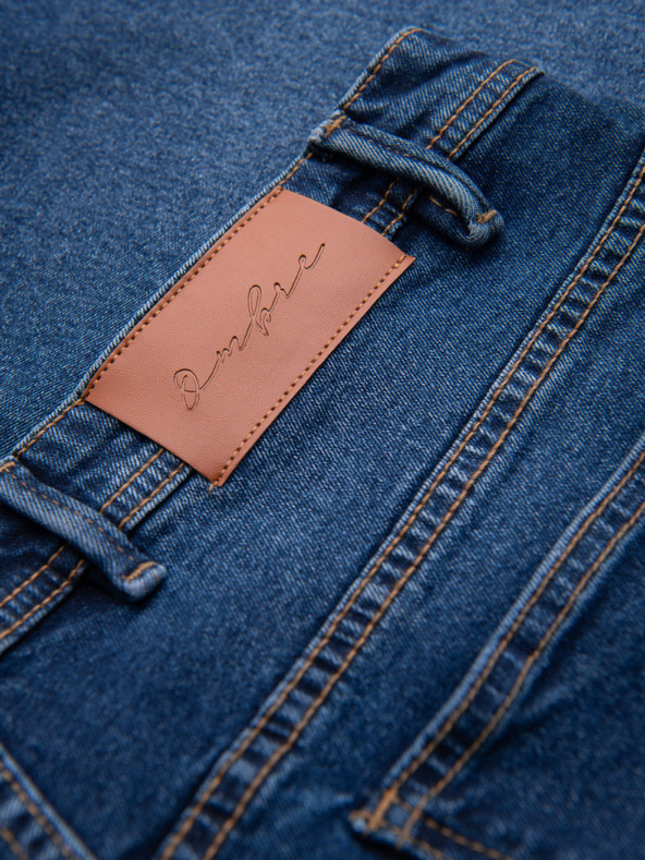 Ombre Clothing Moške kavbojske kratke hlače klasičnega kroja - temno modre