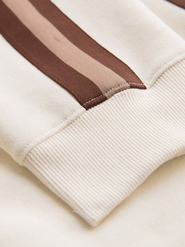 Ombre Clothing Moške trenirka hlače z obrobjem in rebrastimi robovi hlačnic - kremne