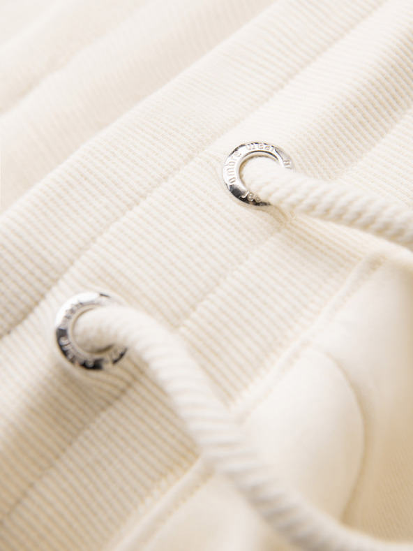 Ombre Clothing Moške trenirka hlače z obrobjem in rebrastimi robovi hlačnic - kremne