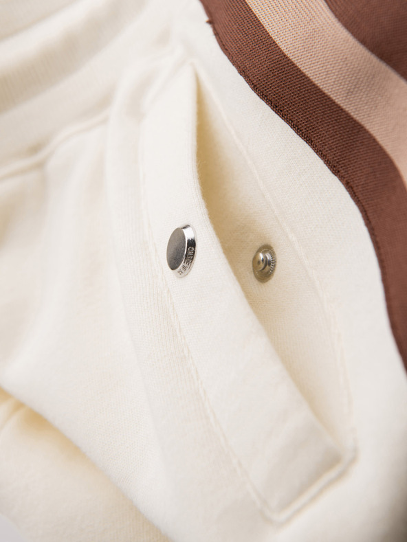 Ombre Clothing Moške trenirka hlače z obrobjem in rebrastimi robovi hlačnic - kremne