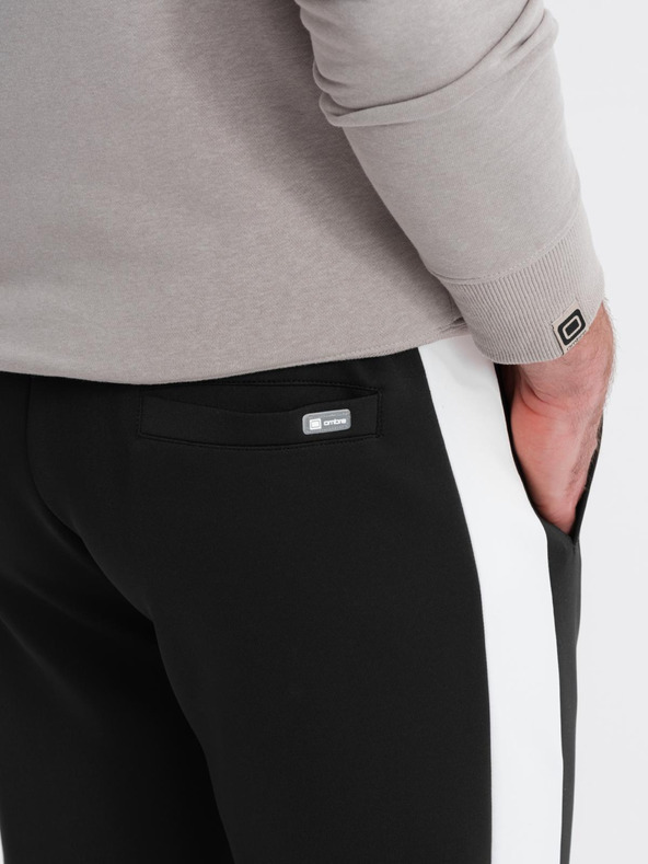 Ombre Clothing Moške trenirka hlače s kontrastnim obrobjem - črne