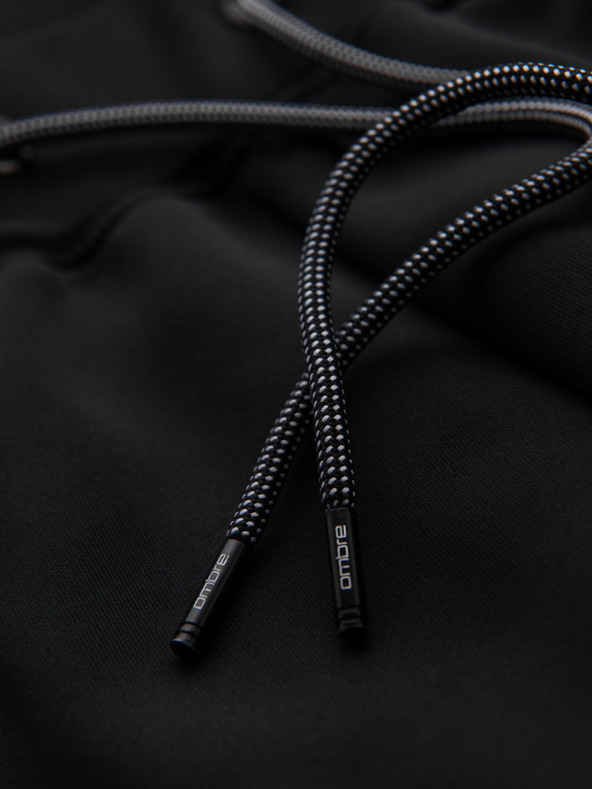 Ombre Clothing Moške trenirka hlače s kontrastnim obrobjem - črne