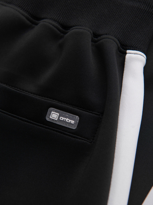 Ombre Clothing Moške trenirka hlače s kontrastnim obrobjem - črne