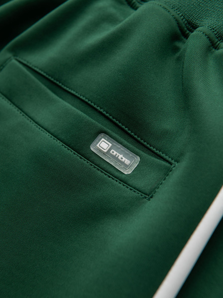 Ombre Clothing Moške trenirka hlače s kontrastnim obrobjem - temno zelene