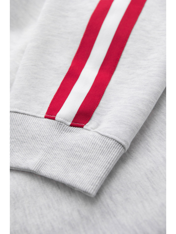 Ombre Clothing Moške trenirka hlače z obrobjem in rebrastimi hlačnicami - siva melanž