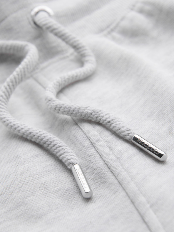 Ombre Clothing Moške trenirka hlače z obrobjem in rebrastimi hlačnicami - siva melanž