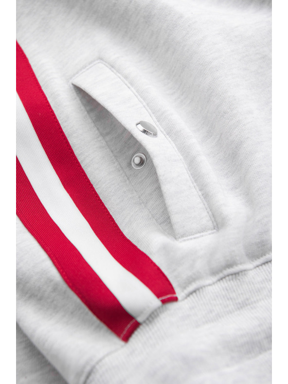 Ombre Clothing Moške trenirka hlače z obrobjem in rebrastimi hlačnicami - siva melanž