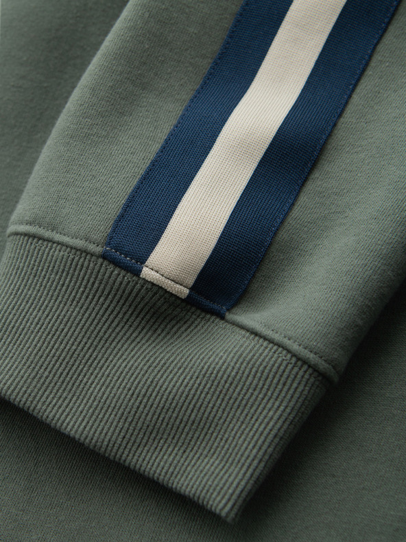 Ombre Clothing Moške trenirka hlače z obrobjem in rebrastimi hlačnicami - olivne