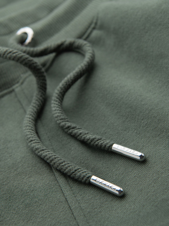 Ombre Clothing Moške trenirka hlače z obrobjem in rebrastimi hlačnicami - olivne