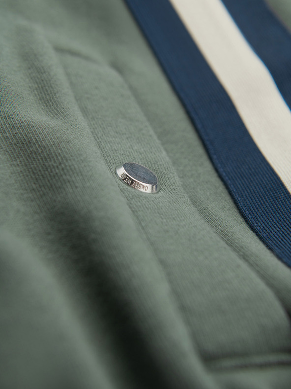 Ombre Clothing Moške trenirka hlače z obrobjem in rebrastimi hlačnicami - olivne