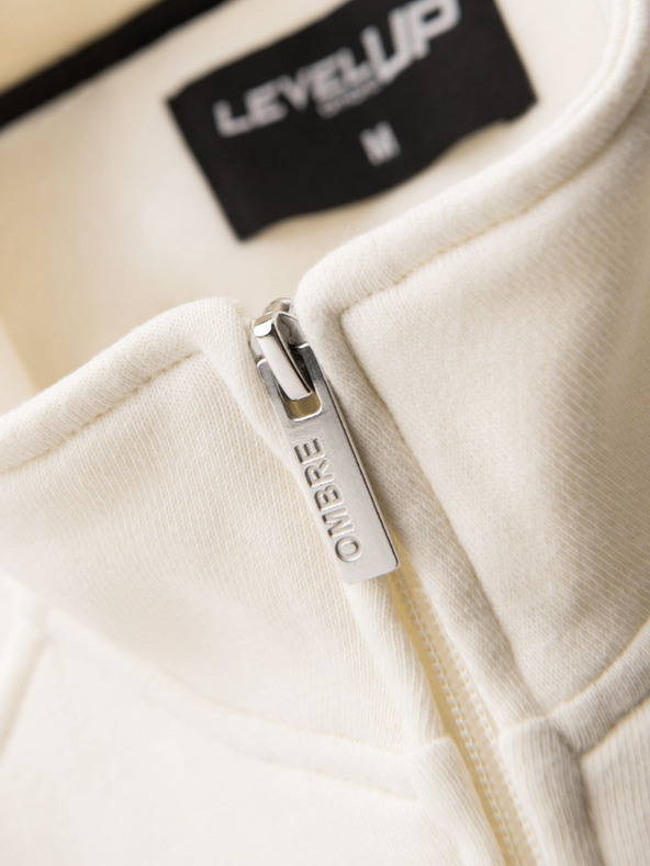 Ombre Clothing Moška jopica z visokim ovratnikom in obrobjem - kremna