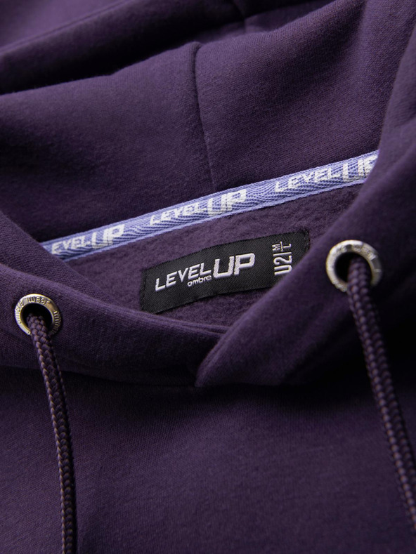 Ombre Clothing Uniseks pulover z žepi in kapuco - vijolična