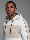 Ombre Clothing Moška bombažna jopica s kapuco in kontrastnimi detajli - bela