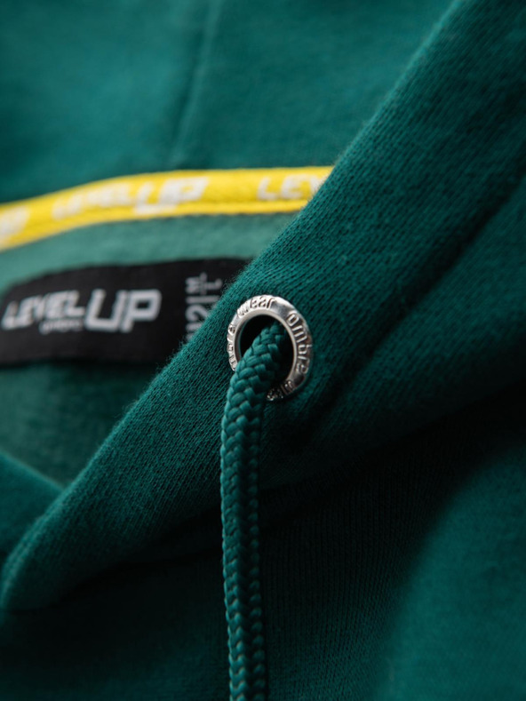 Ombre Clothing Uniseks pulover z žepi in kapuco - temno zelena