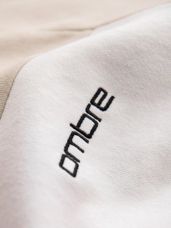 Ombre Clothing Moška bombažna jopica s kapuco s kontrastnimi elementi - bež