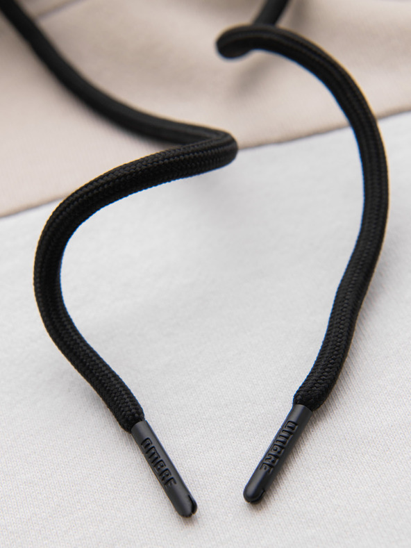 Ombre Clothing Moška bombažna jopica s kapuco s kontrastnimi elementi - bež