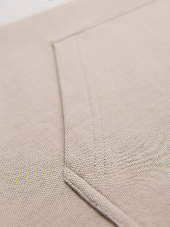 Ombre Clothing Moška bombažna jopica s kapuco s kontrastnimi elementi - bež