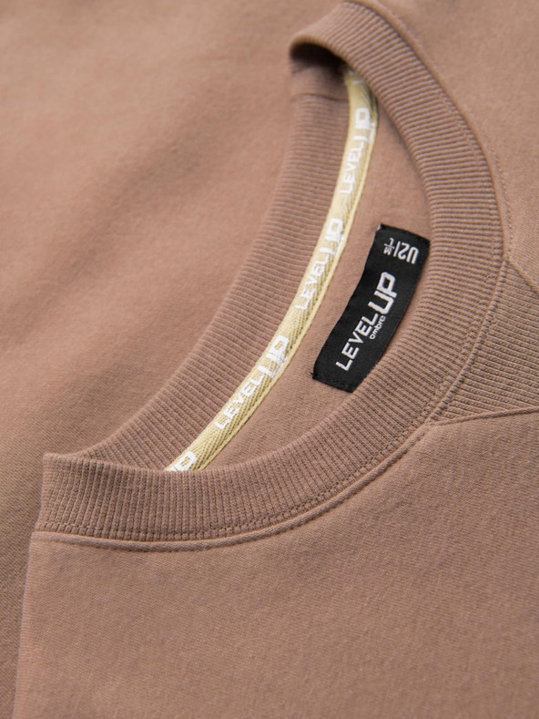 Ombre Clothing Klasičen uniseks pulover z okroglim izrezom - rjava